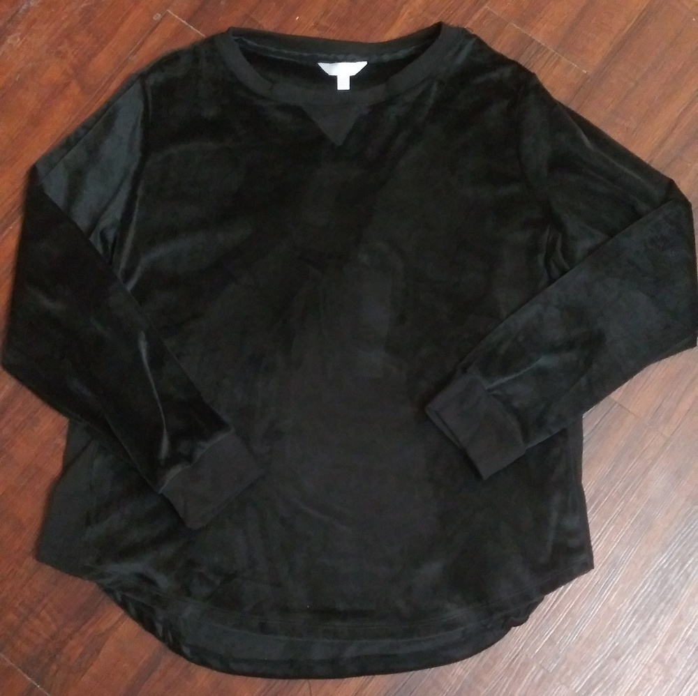 Black Velour Sleepwear Shirt XL Secret Treasures